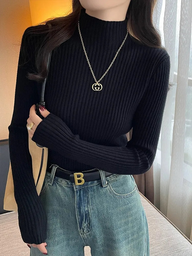 Slim Turtleneck Knit Sweater